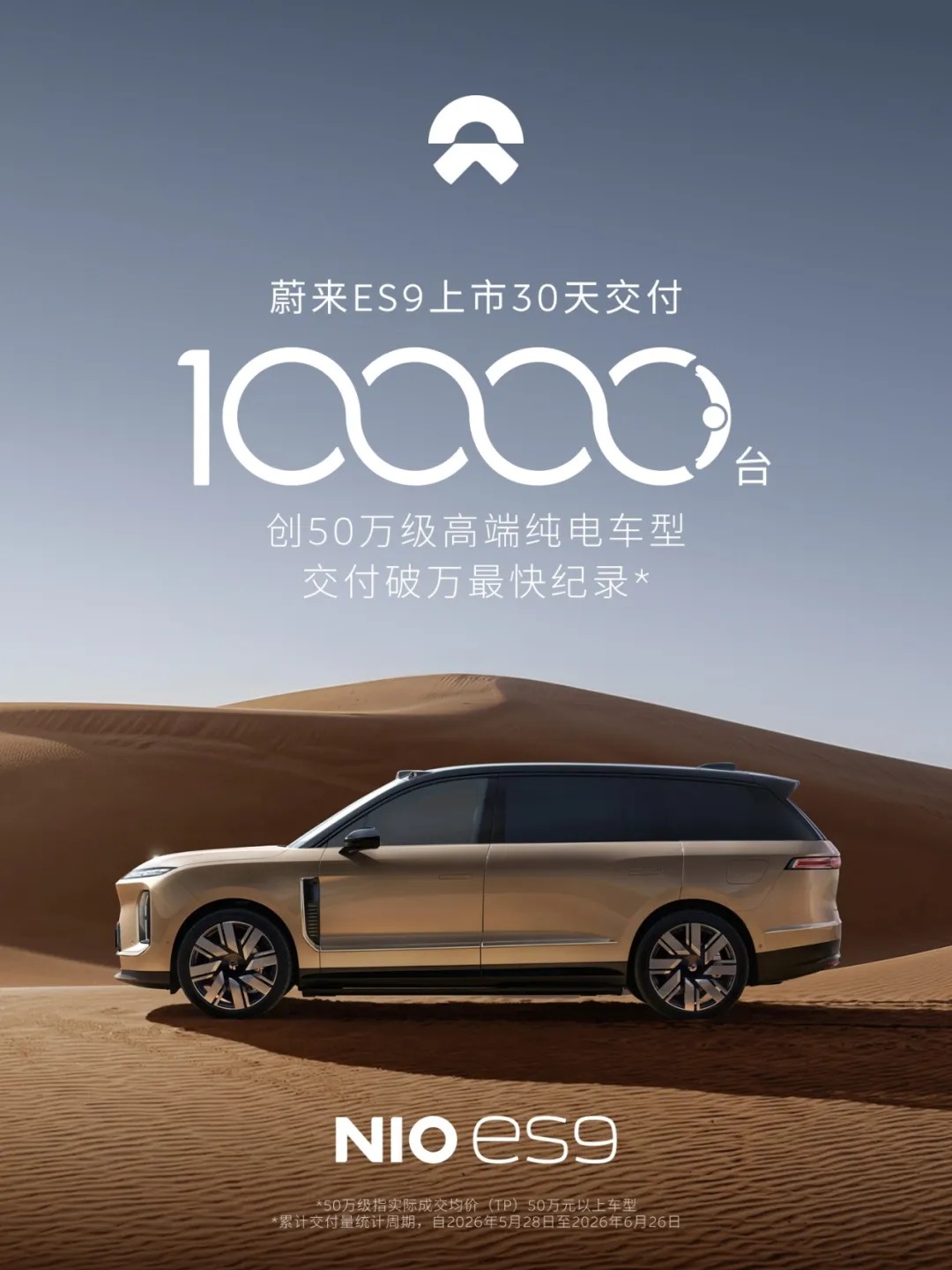 蔚来ES9完成第一万台新车交付