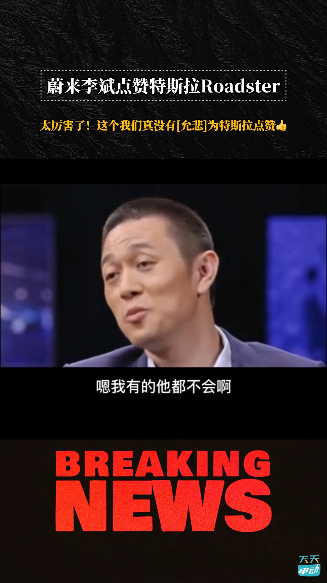 李斌为特斯拉点赞